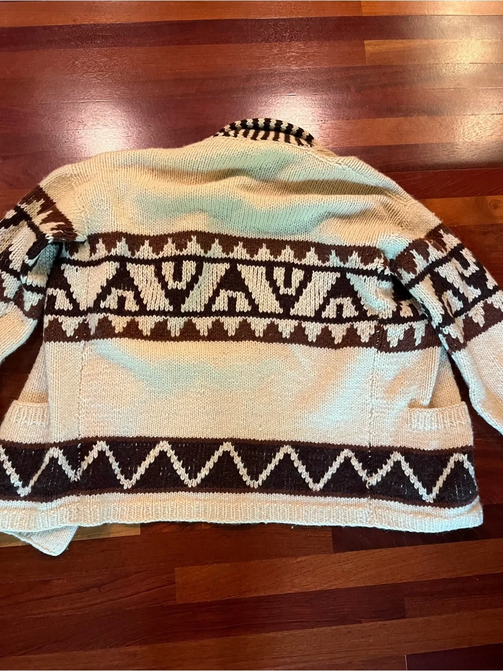 Vintage Hand Knit Wool Starsky/Cowichan-style Heavyweight Cardigan (no tags)